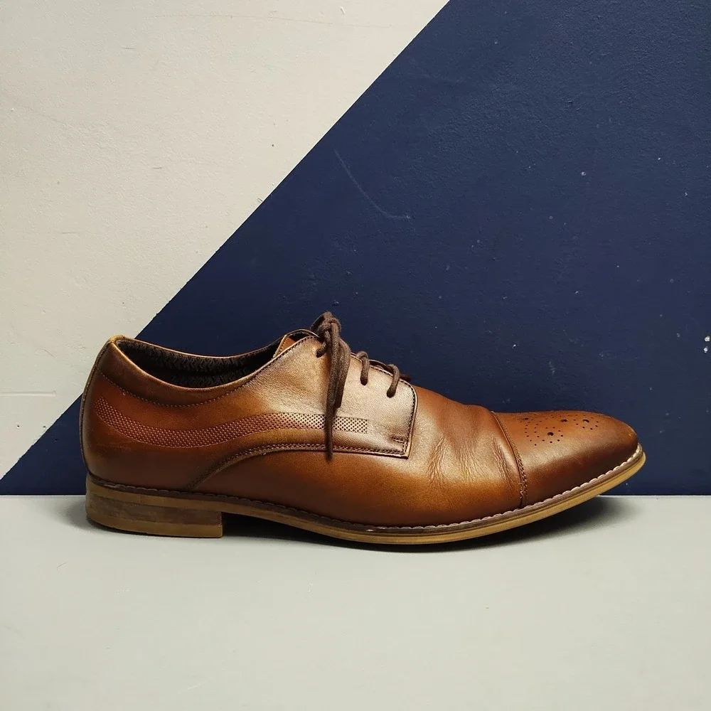 Carlo Morandi Oxford Dress Shoes Mens US 10.5D Brown Leather Memory Foam‎ 900D70